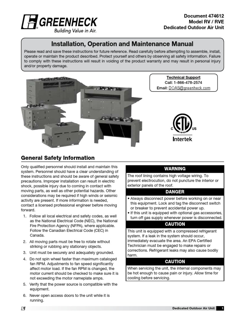 Greenheck 474612rv Rve Iom PDF Heat Pump Furnace
