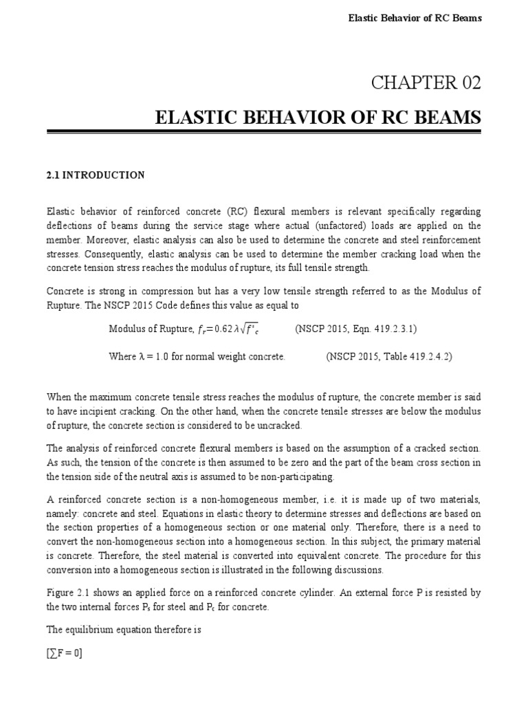 Chapter 2 - Elastic Behaviour of RC Beams | PDF | Beam (Structure ...