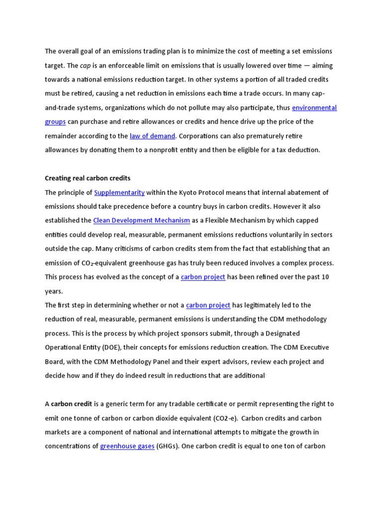 Understanding Carbon Credits and Trading | PDF | Emissions Trading ...