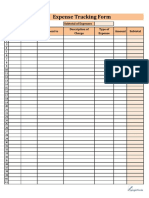 Printable Expense Tracking Sheet