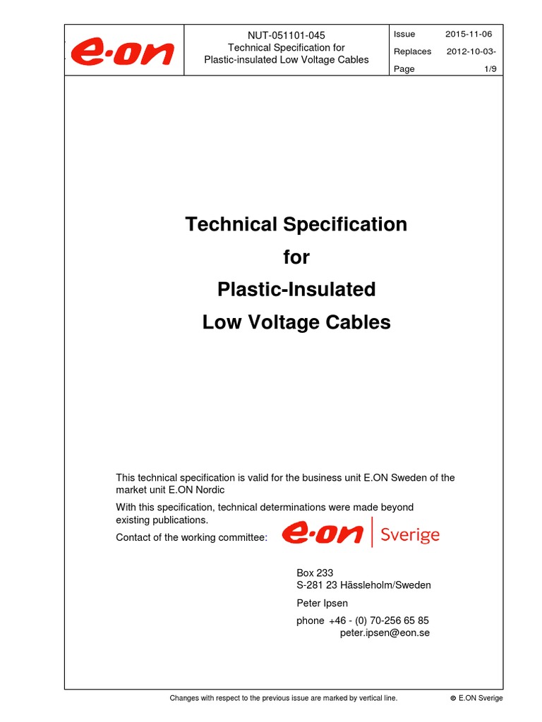 Low Voltage Cable Specifications 2015 | PDF | Insulator (Electricity ...