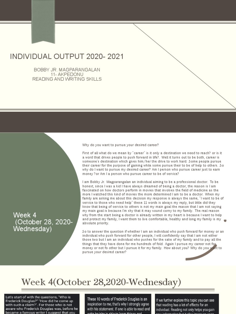 Magparangalan Reading and Writing Skills Week 4 PDF Health