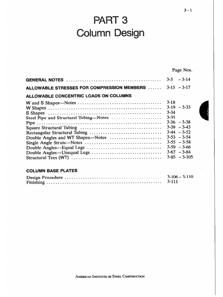 COLUMN DESIGN AISC 9th | PDF