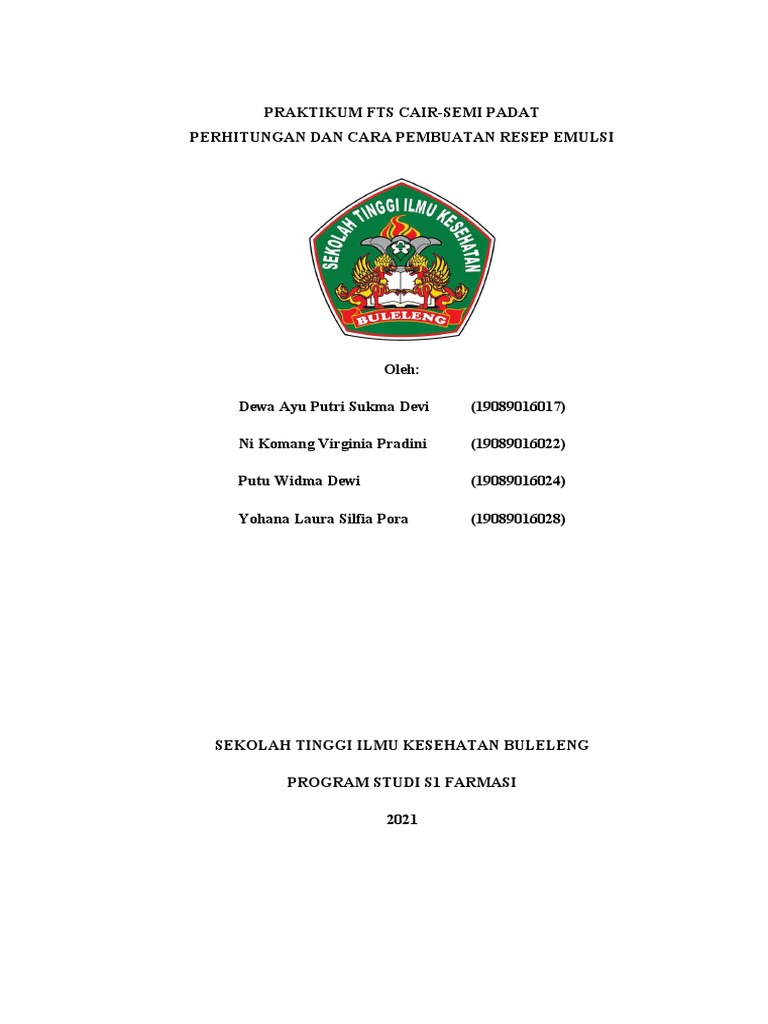 Cara Perhitungan Dan Pembuatan Resep Emulsi | PDF
