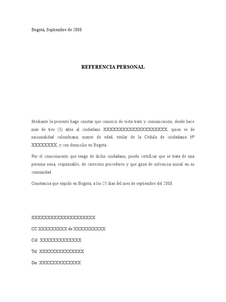 Formato Referencia Personal