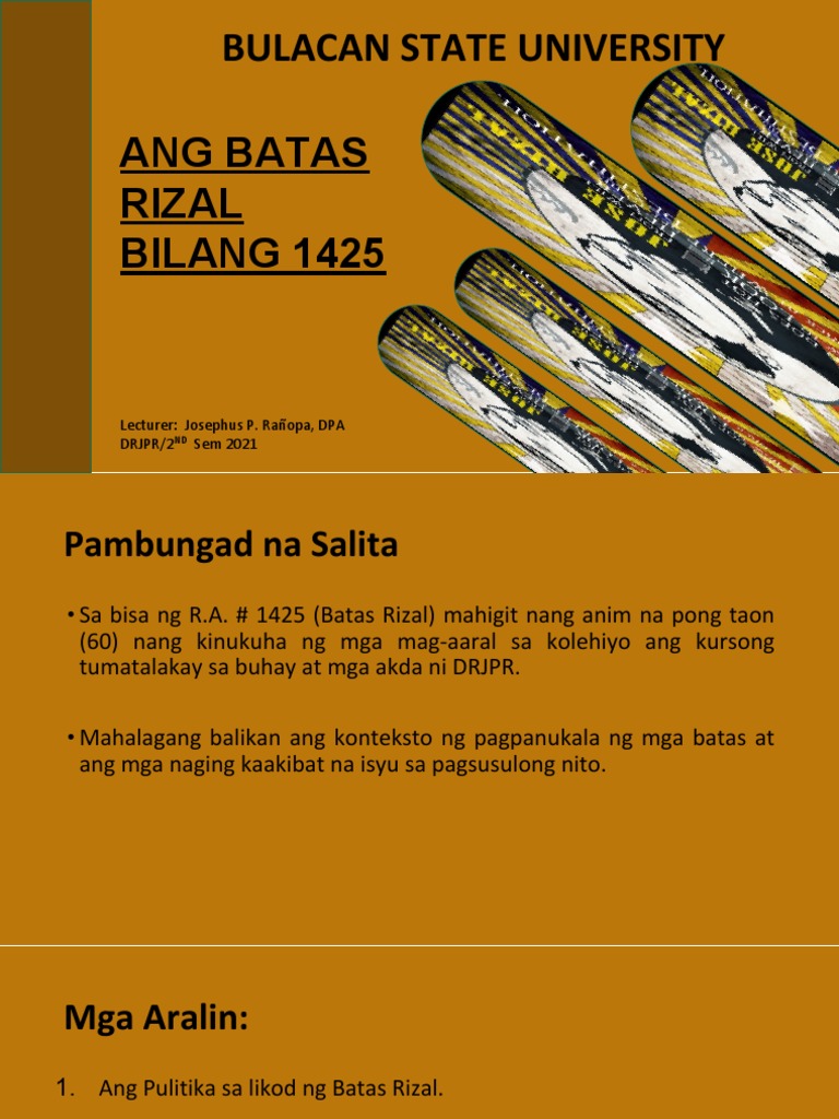 Ang Rizal Ay Nabuo Sa Bisa Ng Anong Batas