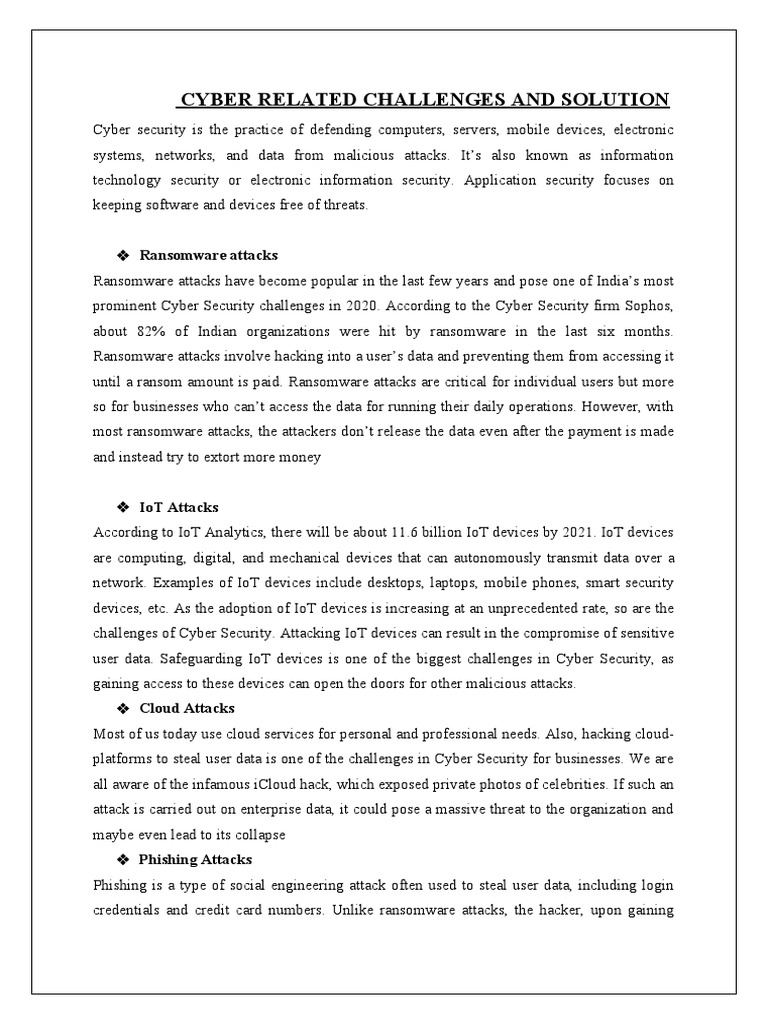 Cybersecurity Challenges and Solutions | PDF | Ransomware | Computer ...