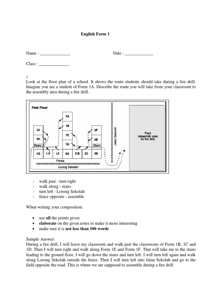 Test English Form 1 | PDF