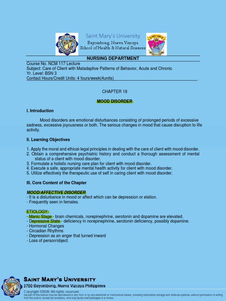 Mood Disorders Overview and Management | PDF | Mood Disorders | Major ...