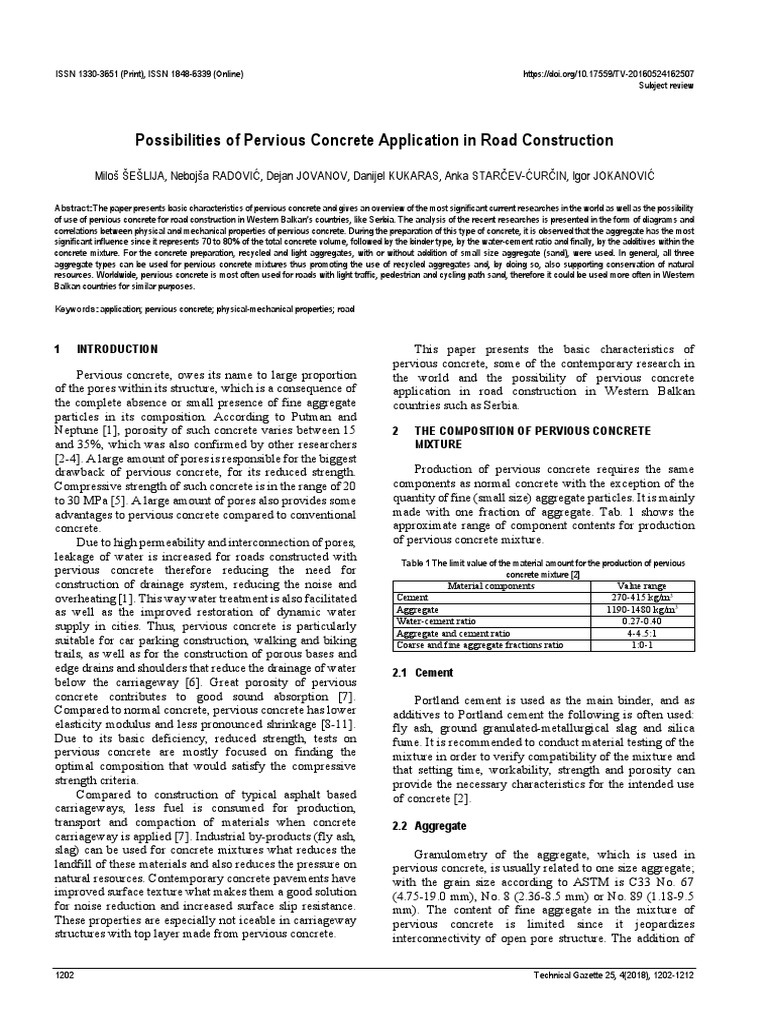 Pervious Concrete in Road Construction | PDF | Porosity | Concrete