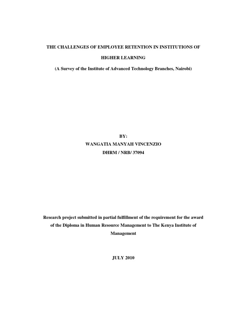 The Challenges of Employee Retention in | PDF | Employee Retention ...