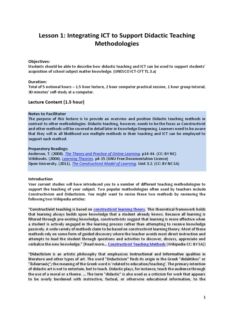 ICT in Didactic Teaching Methods | PDF | Constructivism (Philosophy Of ...