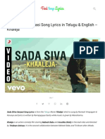 Sada Shiva Sanyasi Song Lyrics in Telugu & English - Khaleja