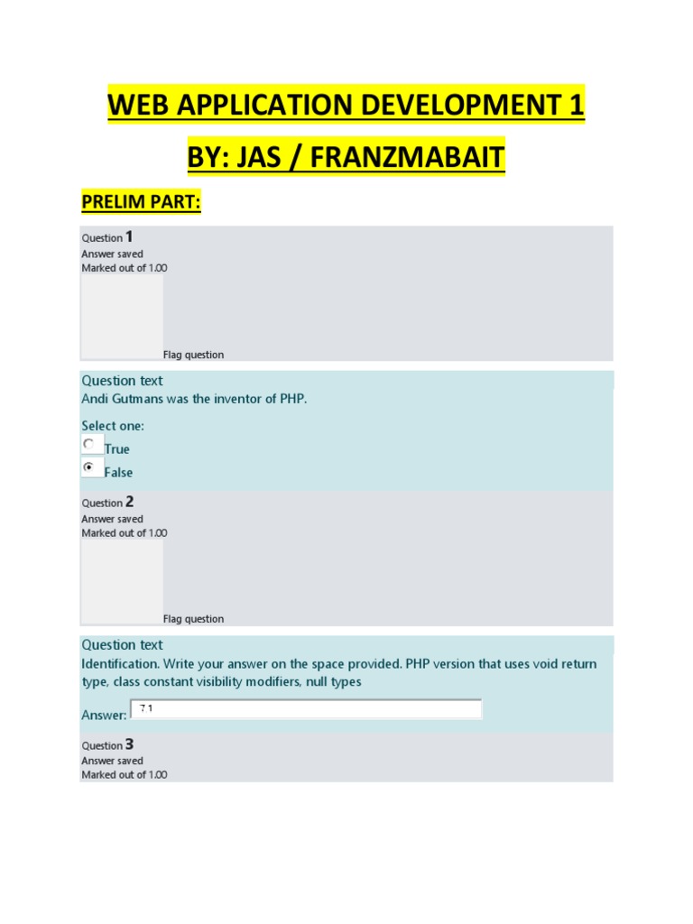 Web Application Development 1 By: Jas / Franzmabait: Prelim Part | PDF ...