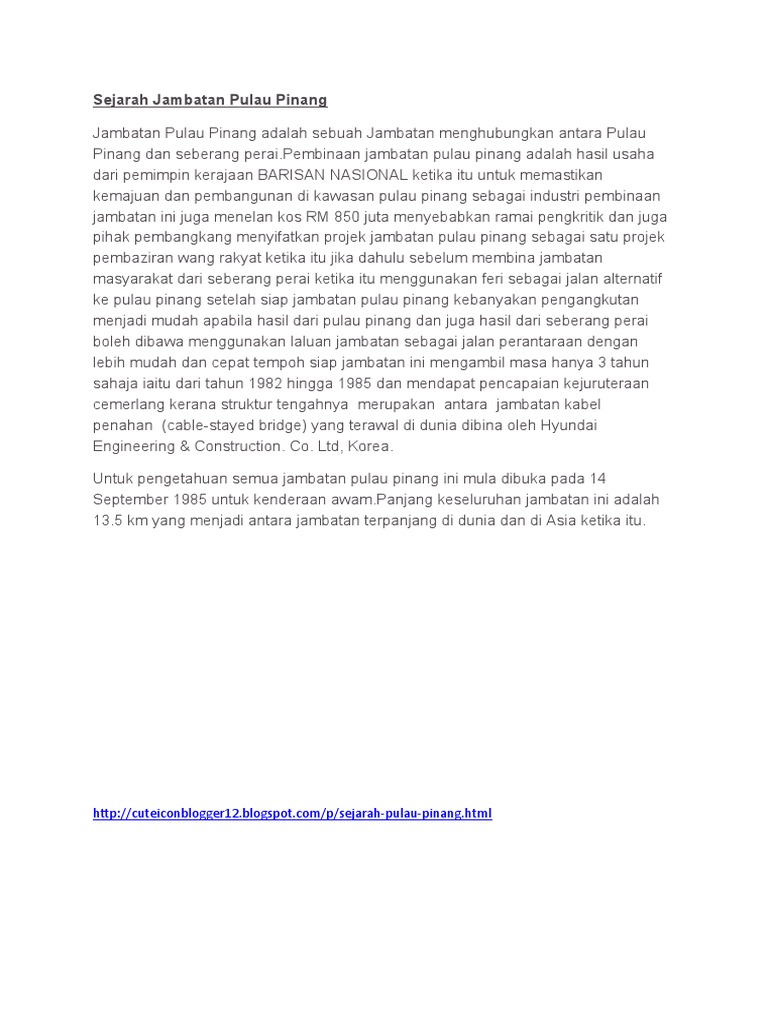 Sejarah Jambatan Pulau Pinang Pdf
