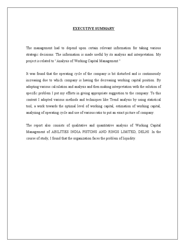 ABILITIES INDIA PISTON & RINGS LTD fINANCE PDF Working Capital