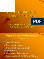 Undergraduate Thesis Format: by Dr. Crispina R. Corpuz Full Professor, CBA-BMD