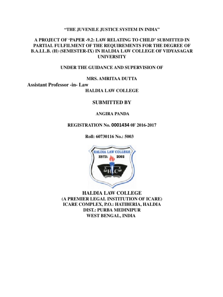 An Overview On The Juvenile Justice System in India | PDF | Juvenile ...