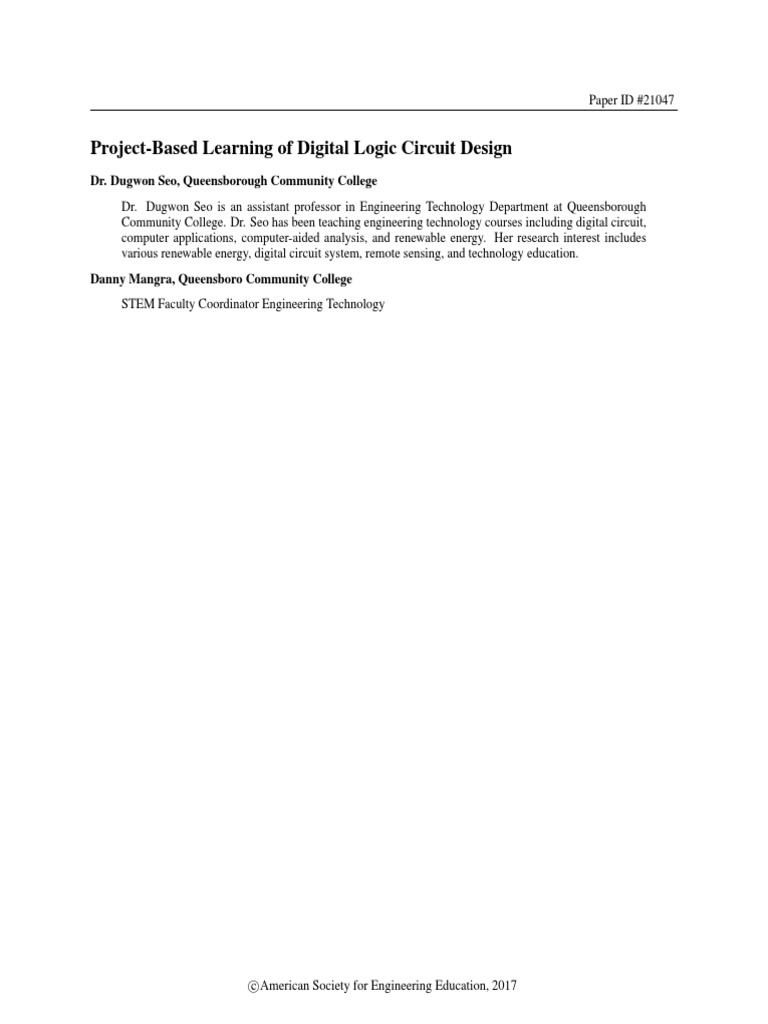Project-Based Learning of Digital Logic Circuit Design | PDF | Logic ...
