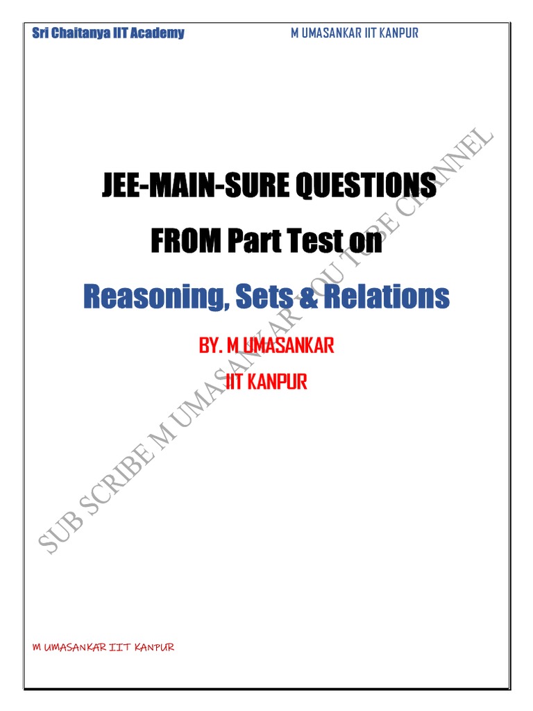10.jee Main Sure Questions On Sets Relations and Reasoning | PDF ...