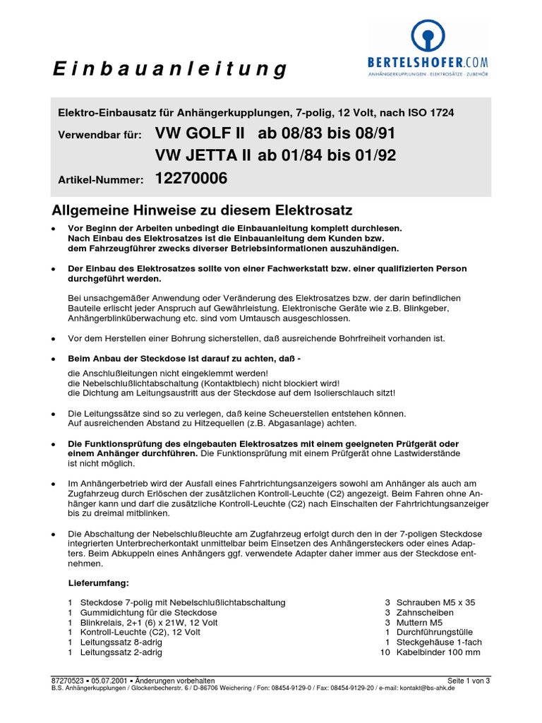 Einbau-Anleitung Anhängerkupplung | PDF