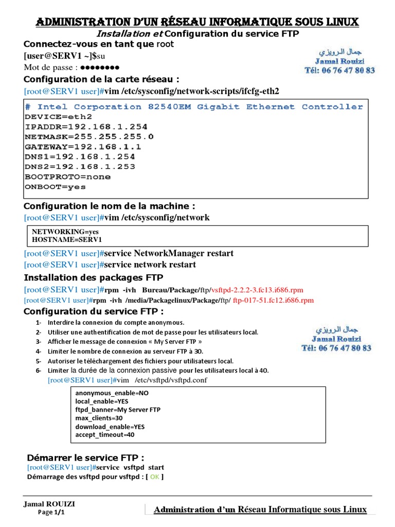 Administration D'Un Réseau Informatique Sous Linux: Installation Et ...