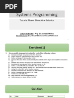 Systems Programming: Tutorial Three: Sheet One Solution