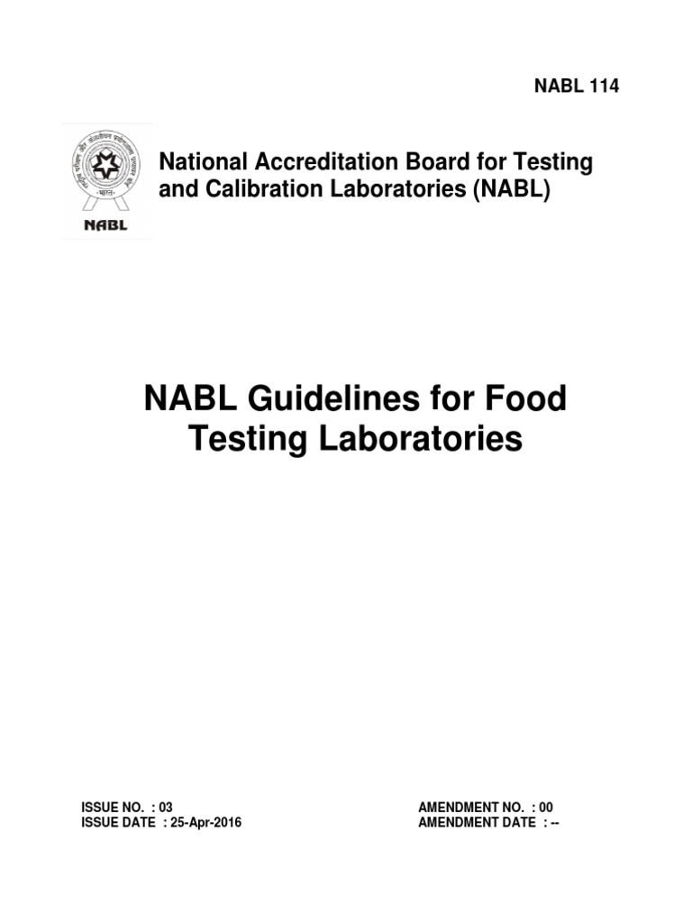 NABL Guidelines For Food Testing Laboratories PDF Calibration Science