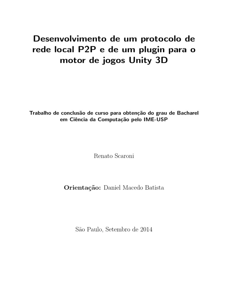 Protocolo P2P e Plugin para Unity 3D | PDF | Protocolo de controle de ...