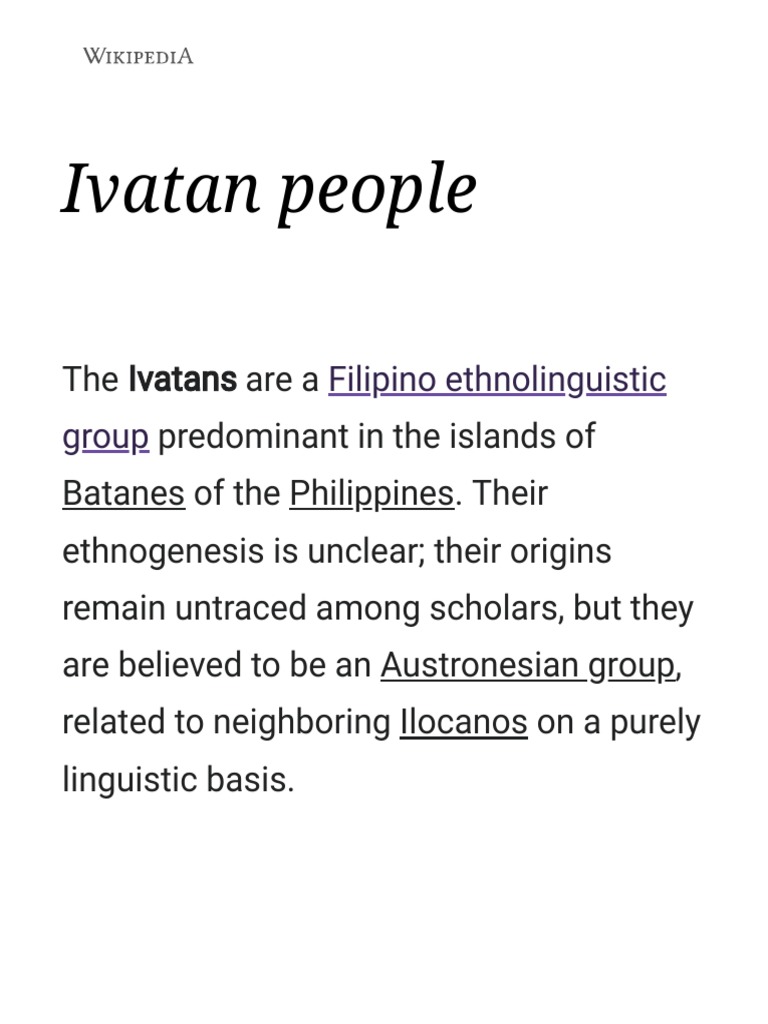 Ivatan People Wikipedia PDF Ethnic Groups Philippines