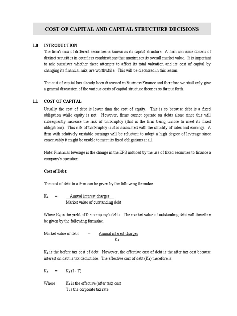 Cost of Capital: Traditional vs. MM Approach | PDF | Capital Structure ...