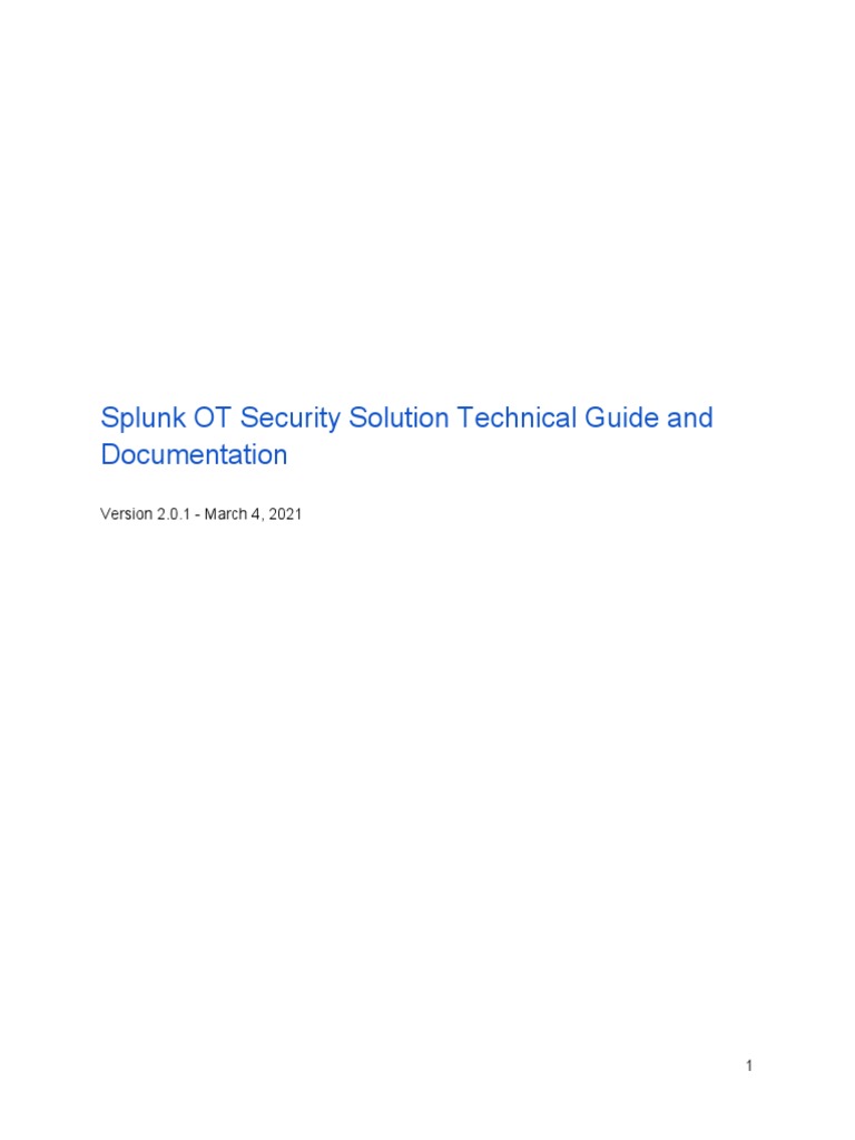 Splunk Ot Security Solution Technical Guide and Documentation | PDF ...
