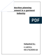 Production planning and management in garment industry