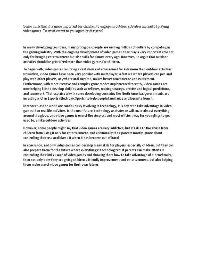 Video Games VS Outdoor Activities PDF