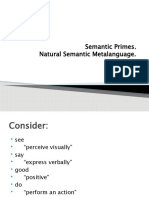 Semantic Primes. Natural Semantic Metalanguage