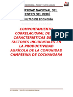 LA PRODUCTIVIDAD AGRÍCOLA DE LA COMUNIDAD CAMPESINA DE COCHANGARA