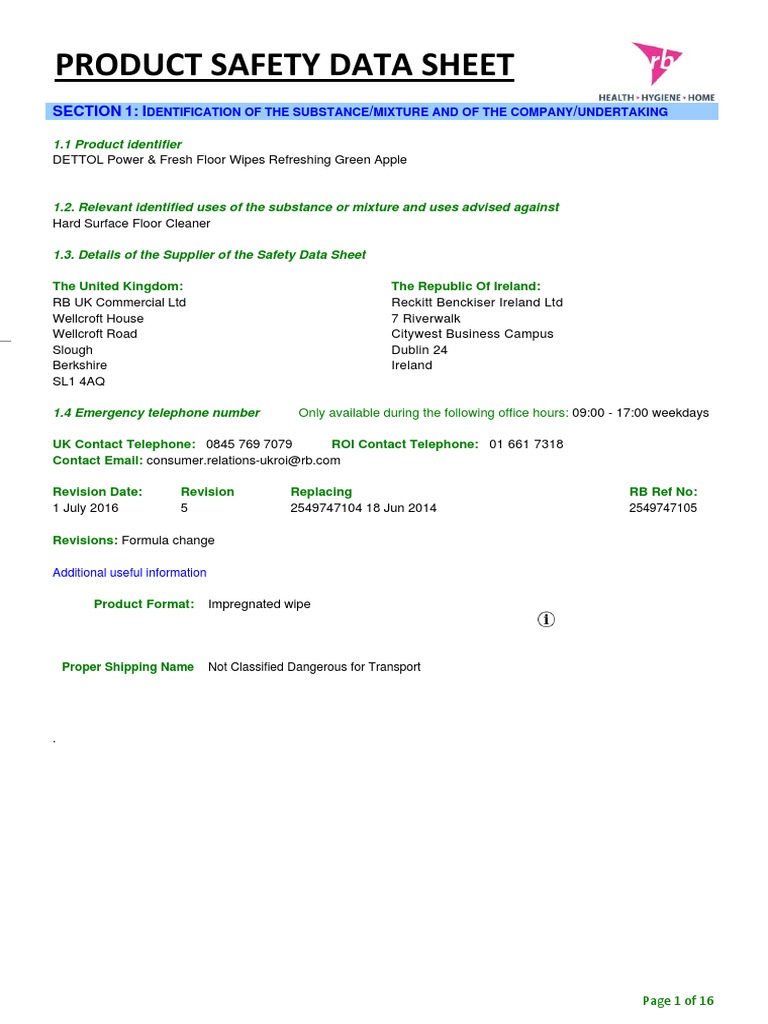 Dettol Bathroom Spray Safety Data Sheet napnepal.gov.np