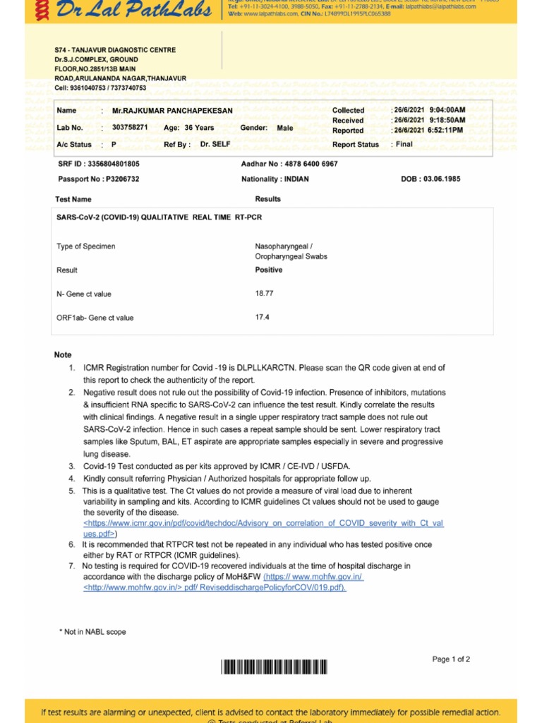 DR Lal PathLabs | PDF