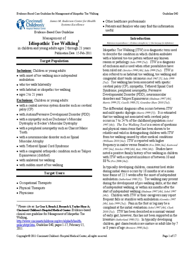 Idiopathic Toe Walking: Management of | PDF | Pervasive Developmental ...