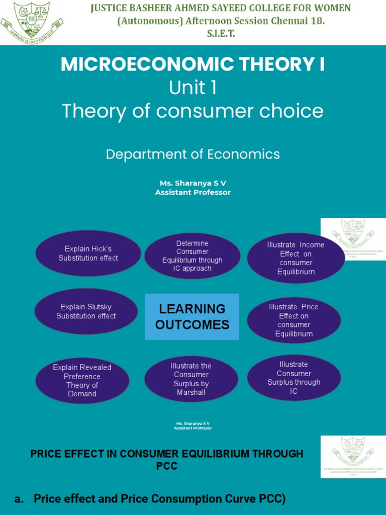 Theory of Consumer Choice Lecture 3 PDF Economic Equilibrium Economic Surplus