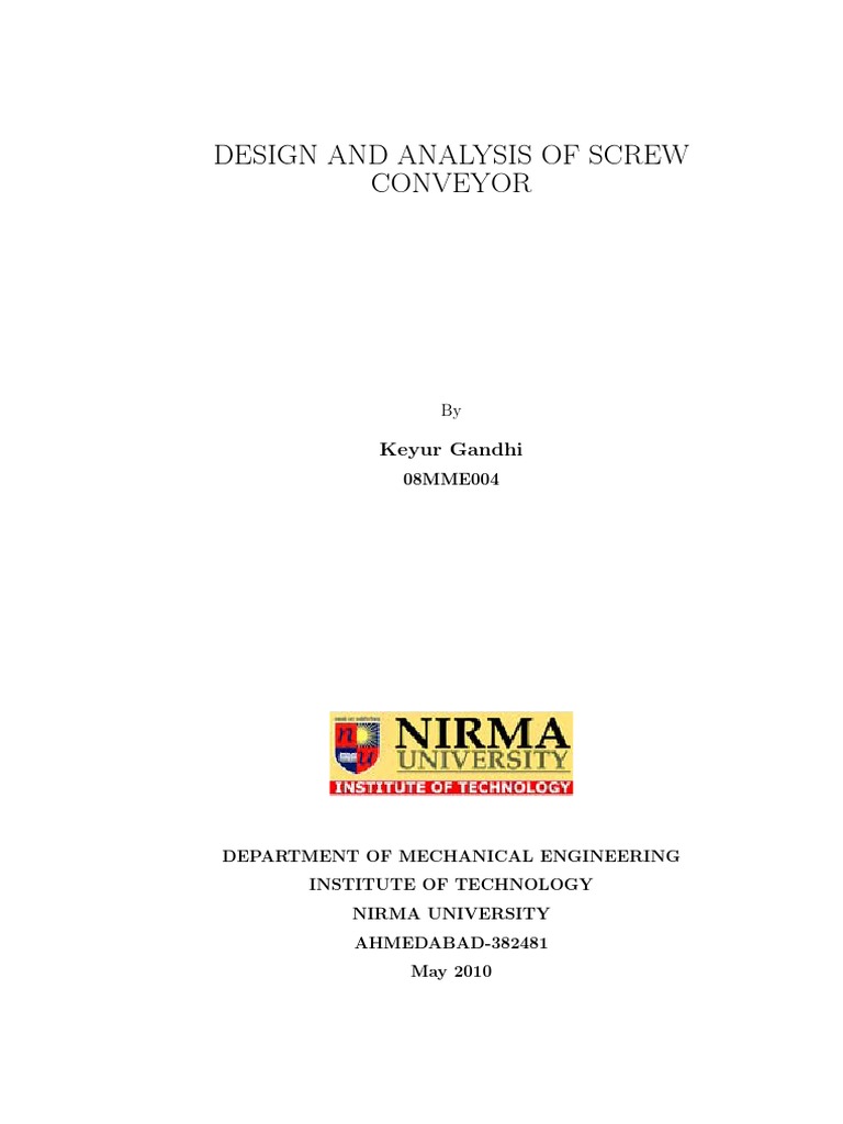 Screw Conveyor Design and Analysis | PDF | Friction | Screw