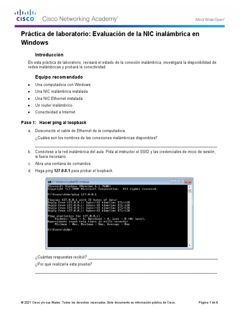 8.1.2.14 Lab - Test The Wireless NIC in Windows | PDF | Controlador de ...