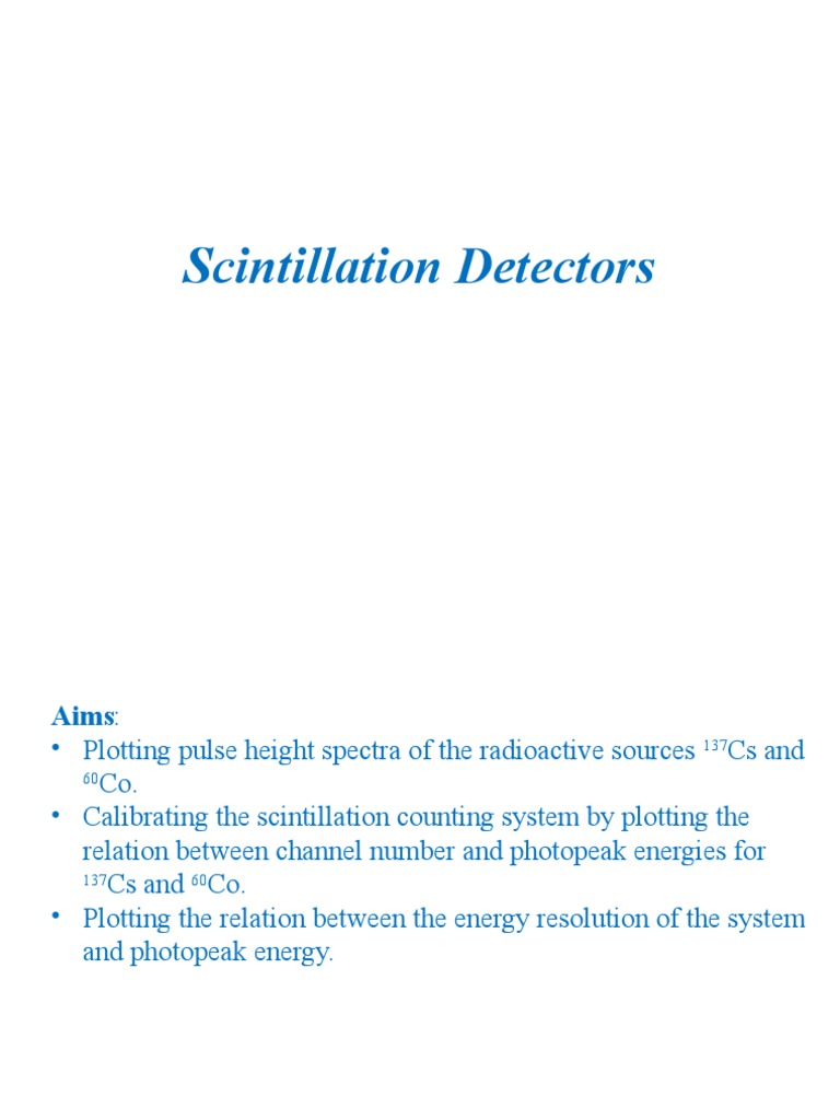 Scintillation Detectors PDF Nuclear Chemistry Metrology