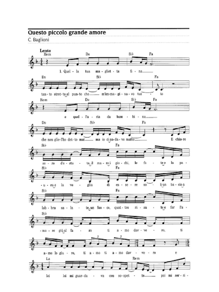 Baglioni Questo Piccolo Grande Amore PDF
