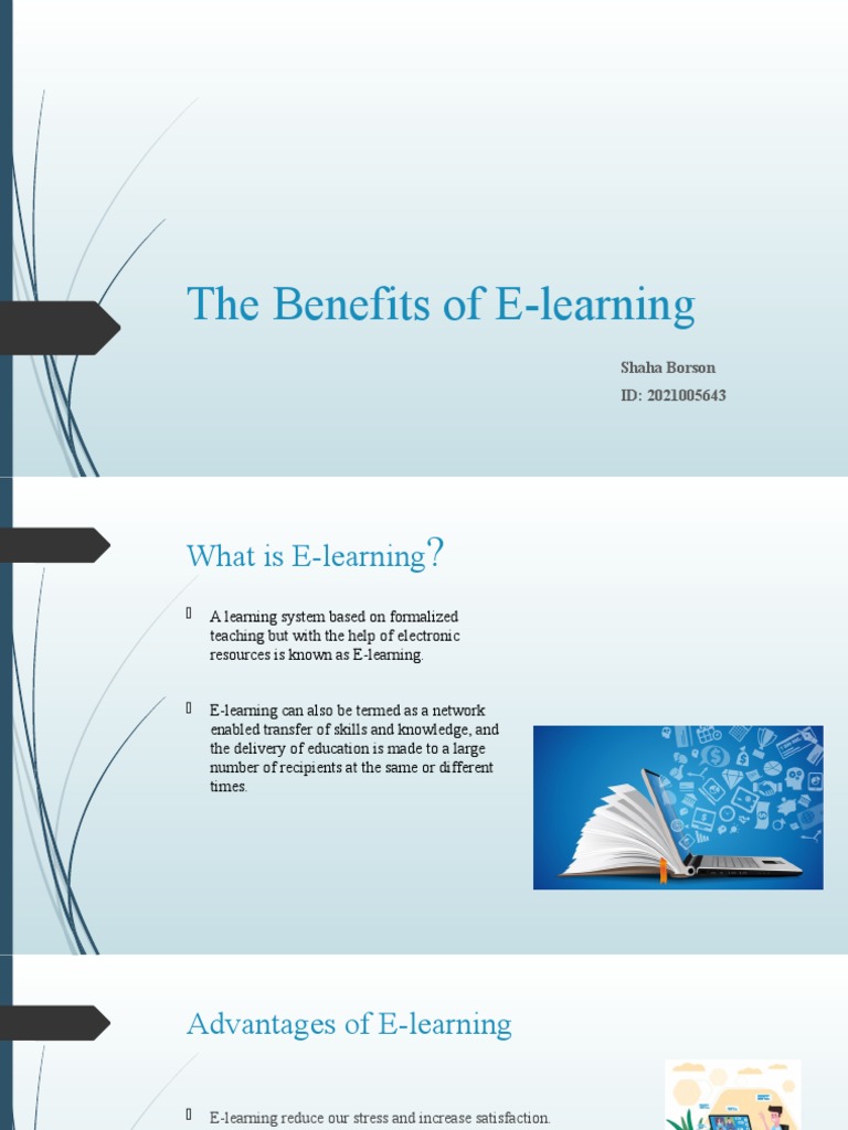 The Benefits of ELearning PDF