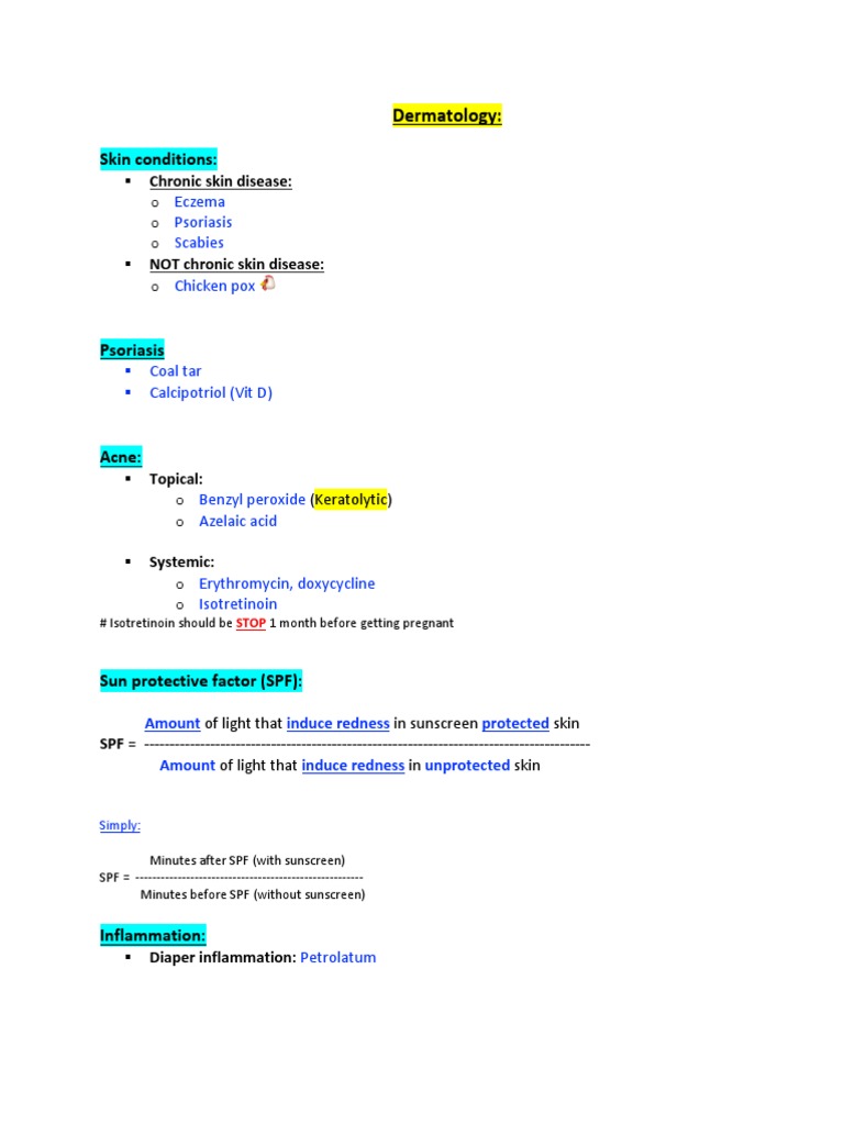 Dermatology Guide: Skin Conditions & Treatments | PDF