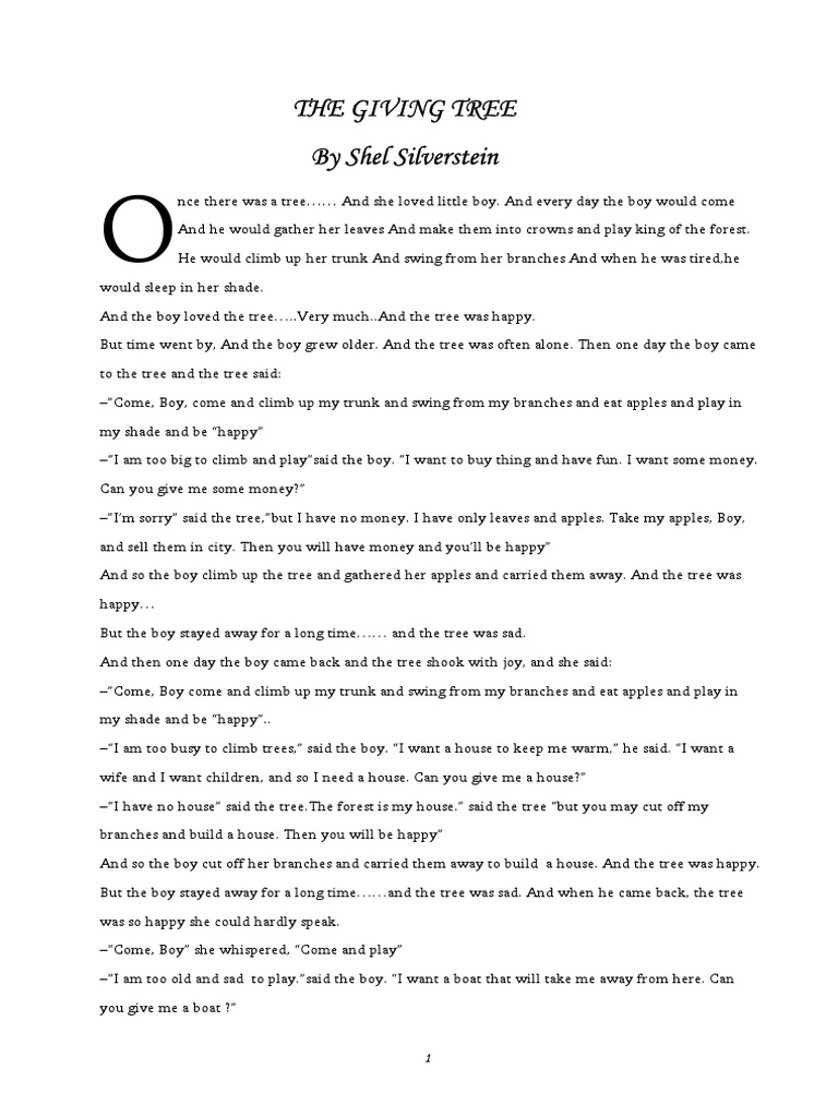 12 The Giving Tree - Shel Silverstein | PDF | Trees