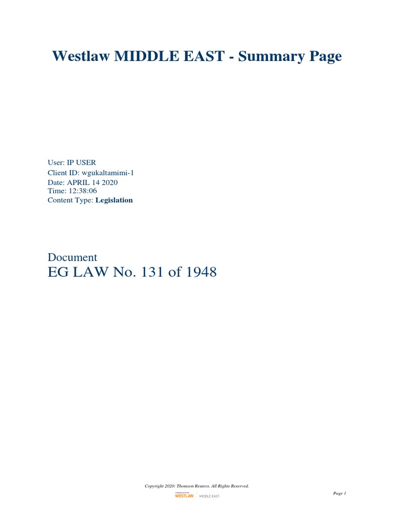 Egyptian Civil Code - English Translation | PDF | Property | Will And Testament Egyptian Civil Code - English Translation | PDF | Property | Will And Testament
