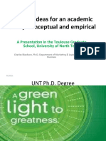 UNT Toulouse Graduate School Presentation On Getting Ideas For An Academic Study Conceptual and Empirical (April 15, 2013)