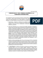 Comunicado #3 Del Consejo Académico A La Comunidad Universitaria